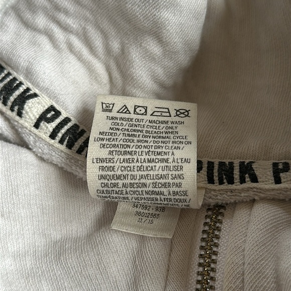 Victoria’s Secret Pink Black White Silver Sequin Bling Quarter Zip Sweatshirt M - Picture 8 of 9